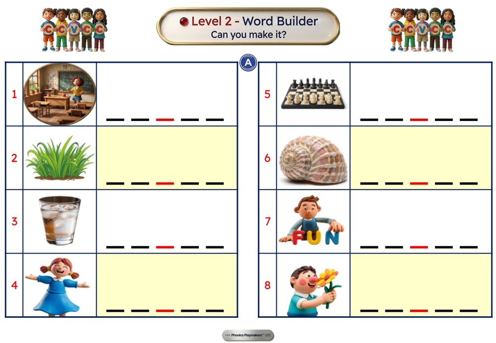 CCVCC Toolkit word builder worksheet with picture clues