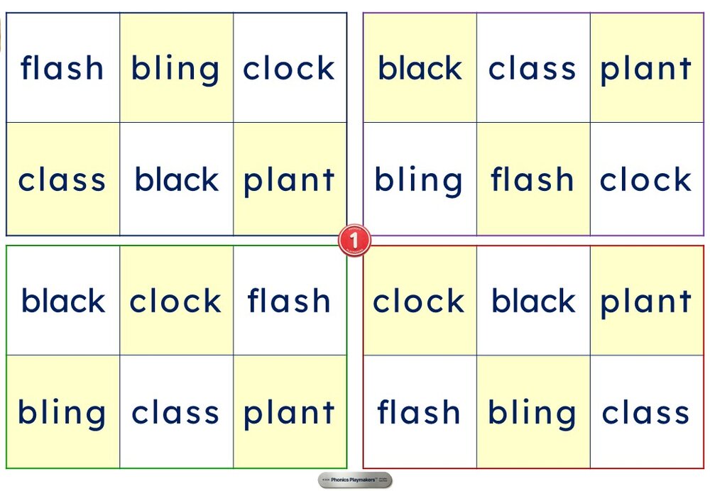 CCVCC Toolkit word bingo grid activity, matching the picture grid word set