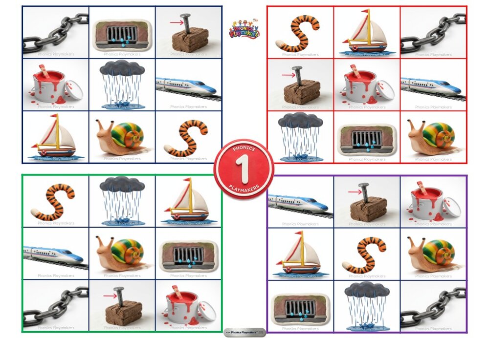 Vowel Teams Toolkit picture grid bingo activity